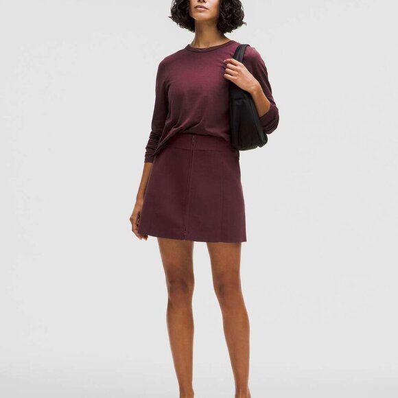 NWT Lululemon Ribbed-Knit Mini Skirt Garnet SMALL - Picture 2 of 7